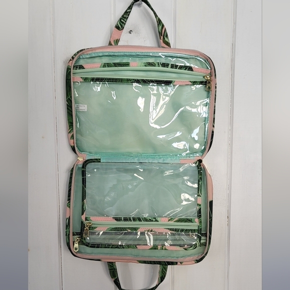 Sophia Joy Pink and Green Leaf Print Travel Cosmetic Bag - Picture 5 of 9